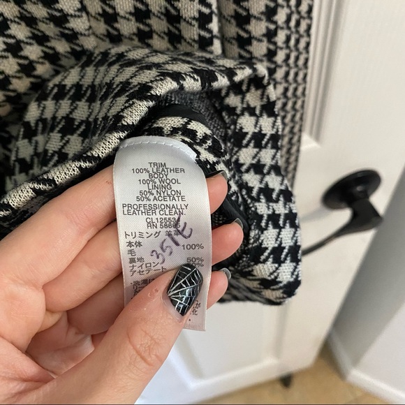 EUC Houndstooth Blazer w Genuine Leather and Wool - Picture 5 of 6